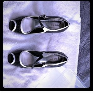 Black and white Mary Janes